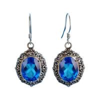 AI generated Blue and silver earrings isolated on transparent background png