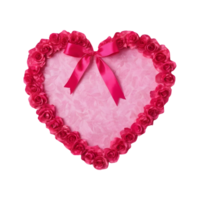 AI generated Valentine s day decoration heart shaped mulberry paper with rose pattern and pink ribbon isolated png