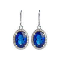 AI generated Blue and silver earrings isolated on transparent background png