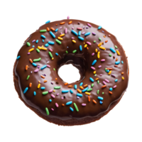 AI generated Sprinkled chocolate donut on transparent background isolated png