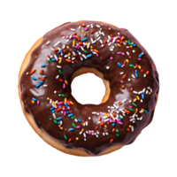 AI generated Sprinkled chocolate donut on transparent background isolated png