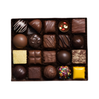 ai generado varios chocolates en oscuro superficie aislado png