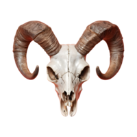 AI generated Transparent background with a horned sheep skull head isolated png