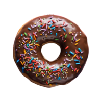 AI generated Sprinkled chocolate donut on transparent background isolated png