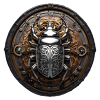 AI generated Metallic beetle with a silver steampunk mechanical design isolated png