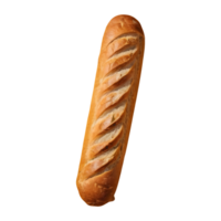 AI generated Isolated long baguette loaf with shadow on transparent background isolated png