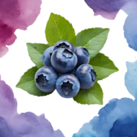 ai generiert illustrieren Blaubeeren auf ein Aquarell Hintergrund isoliert png