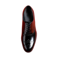 ai generado hombres s negro Oxford zapato con perforaciones visto desde encima en un transparente antecedentes aislado png