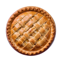 AI generated Transparent background surrounds sweet round apple pie isolated png