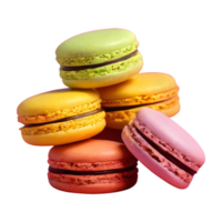 AI generated Vibrant macaroons on transparent background isolated png