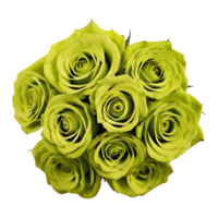 ai generado verde rosas en un ramo de flores descansando en transparente antecedentes superficie aislado png