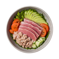 AI generated Japanese raw tuna salad photo in ceramic bowl food concept isolated png