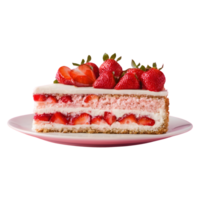 AI generated Strawberry cake slice on transparent background isolated png