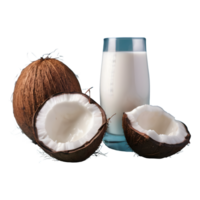 AI generated Fresh coconut and milk on a transparent background isolated png