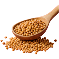 AI generated Transparent background with wooden scoop holding dry chickpeas isolated png