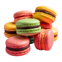 AI generated Vibrant macaroons on transparent background isolated png