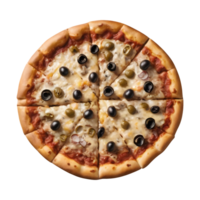 ai generiert käsig Olive Pizza schnell Essen Abgeschiedenheit isoliert png