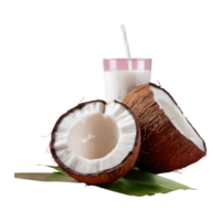 AI generated Fresh coconut and milk on a transparent background isolated png