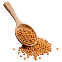 AI generated Transparent background with wooden scoop holding dry chickpeas isolated png