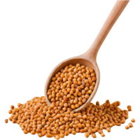 AI generated Transparent background with wooden scoop holding dry chickpeas isolated png