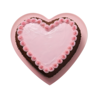 AI generated Transparent background showcases isolated top view of heart shaped cake png