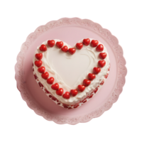 AI generated Transparent background showcases isolated top view of heart shaped cake png