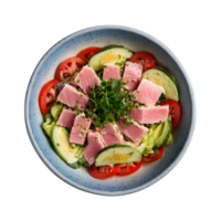 AI generated Japanese raw tuna salad photo in ceramic bowl food concept isolated png