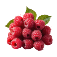 ai generiert Bündel von frisch Himbeeren gefangen auf transparent Hintergrund saftig Sommer- Früchte isoliert png