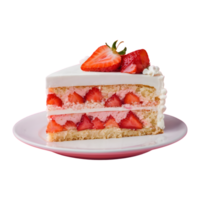 AI generated Strawberry cake slice on transparent background isolated png