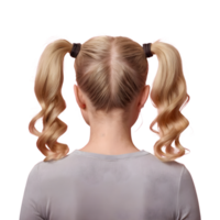 ai généré le modèle s retour vitrines élégant blond cheveux dans divers épaisseurs et textures comprenant tous les deux grand et petit nattes isolé png