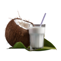 AI generated Fresh coconut and milk on a transparent background isolated png