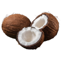 AI generated Fresh coconut and milk on a transparent background isolated png