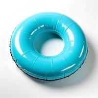 ai generado ligero azul piscina flotador aislado en blanco antecedentes con sombra. ligero azul piscina flotador parte superior vista. el plastico piscina flotador para nadando plano laico foto