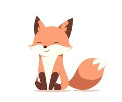 AI generated A friendly cartoon fox sitting with a smile. Charming wild predator. Flat vector illustration.