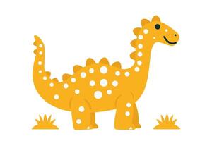 ai generado linda dibujos animados amarillo dinosaurio. plano vector ilustración.