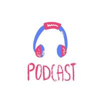 Podcast lettering with decoration. Vector design.