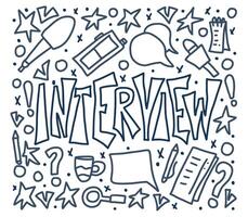 Interview design poster. Vector illustration.