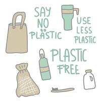 Plastic free vector concept with text and symbols.