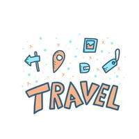 Set of travel doodle symbols in vector. vector