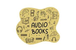 Set of audio books symbols. Vector illustration.