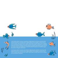 Vector fish collection isolated in doodle style.