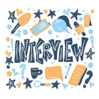 Interview design poster. Vector illustration.