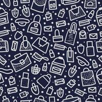 Seamless pattern of bags in doodle style. vector