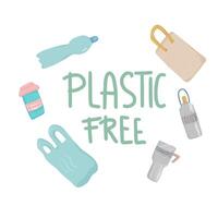 Plastic free vector concept with text and symbols.