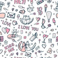 Vector seamless pattern of valentines elements.