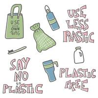 Plastic free vector concept with text and symbols.