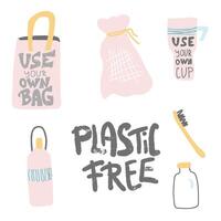 Plastic free vector concept with text and symbols.