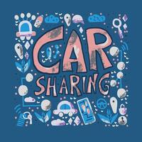 Car sharing concept. Vector flat illustration.