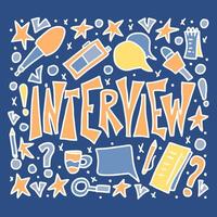 Interview design poster. Vector illustration.