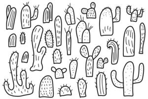 Cactus set in doodle style. Vector illustration.